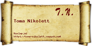 Toma Nikolett névjegykártya